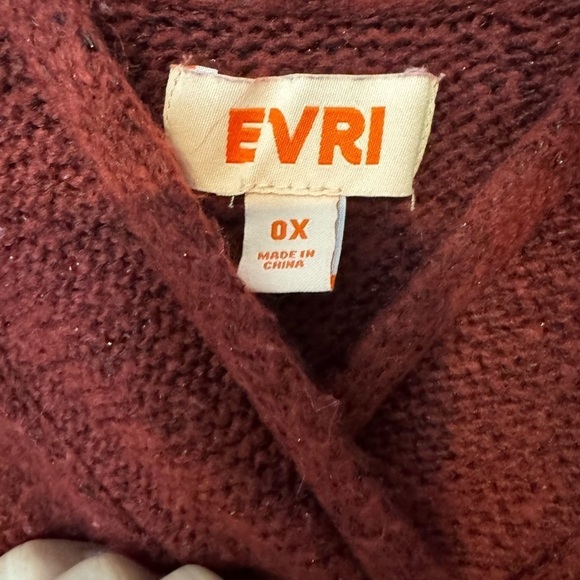 Evri Hooded Sweater Maroon with Pink Plus Size Size 0X - Picture 8 of 10